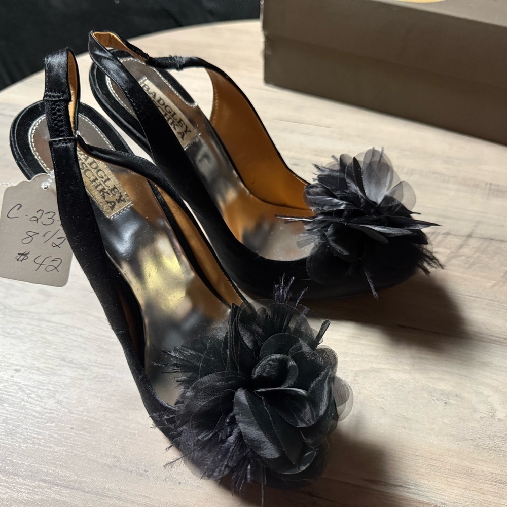Badgley Mischka Black Floral Heels
